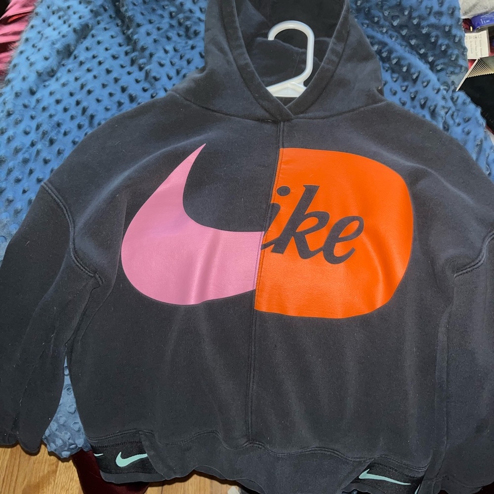 Nike Kids Hoodie with Pink and Orange Logo
